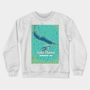 Lake Chelan Washington USA map Crewneck Sweatshirt